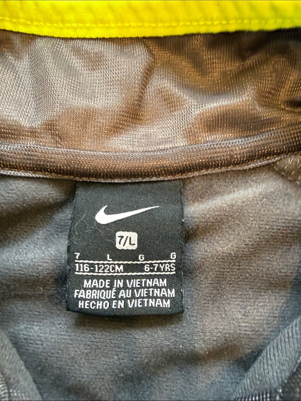 Kids Nike Gray Athletic Jacket with Neon Yellow Accent - Picture 2 of 2
